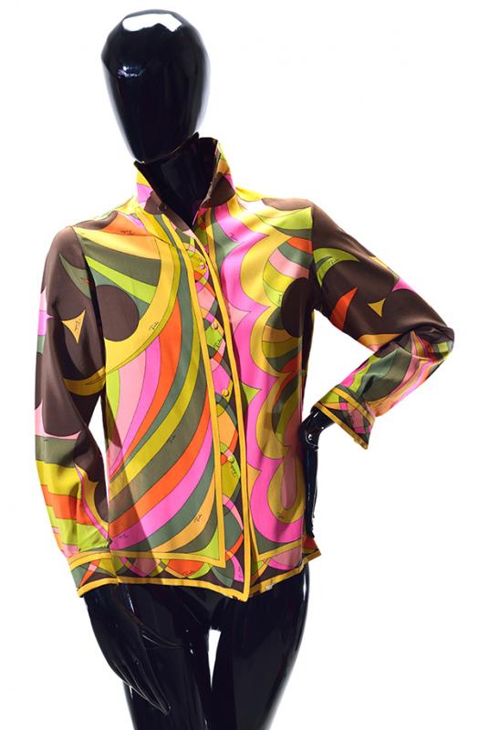 Appraisal: A 'S PUCCI BLOUSE Silk with multi coloured geometric patterned