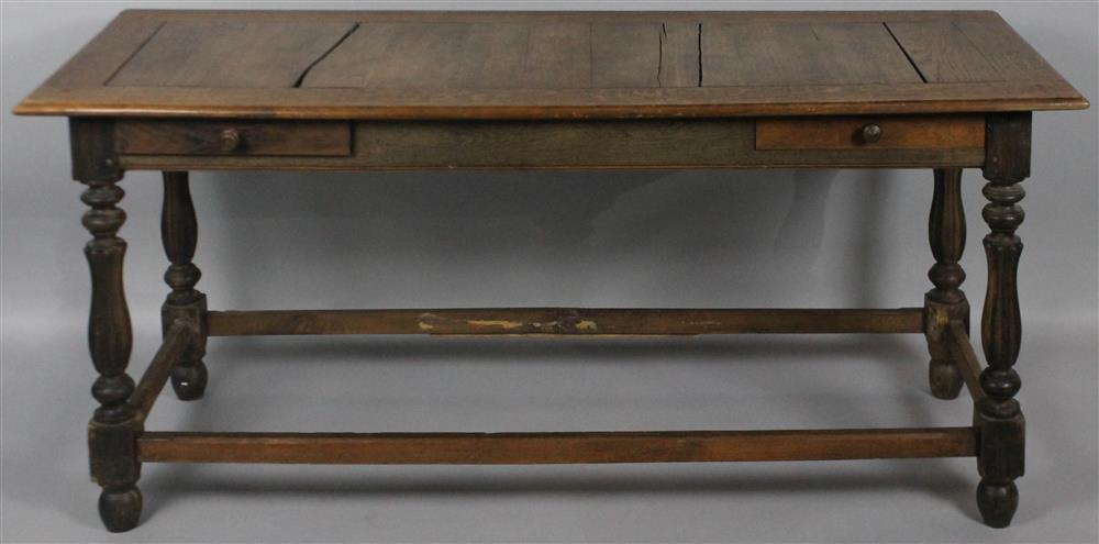 Appraisal: ENGLISH OAK REFECTORY TABLE having a molded overhung top with