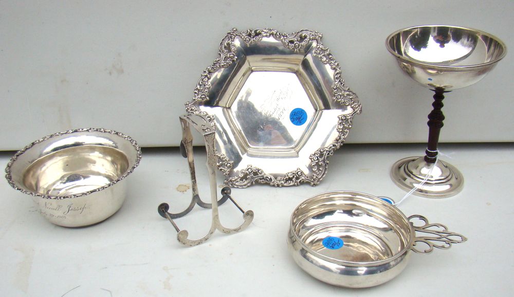 Appraisal: FIVE PIECES OF STERLING SILVER HOLLOWWARE th CenturyBy various makers