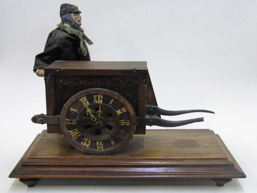 Appraisal: Swiss carved wooden musical automaton clock slight def