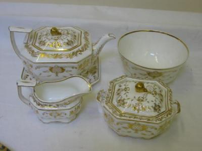 Appraisal: A SPODE FELSPAR PORCELAIN TEA SET comprising teapot on stand