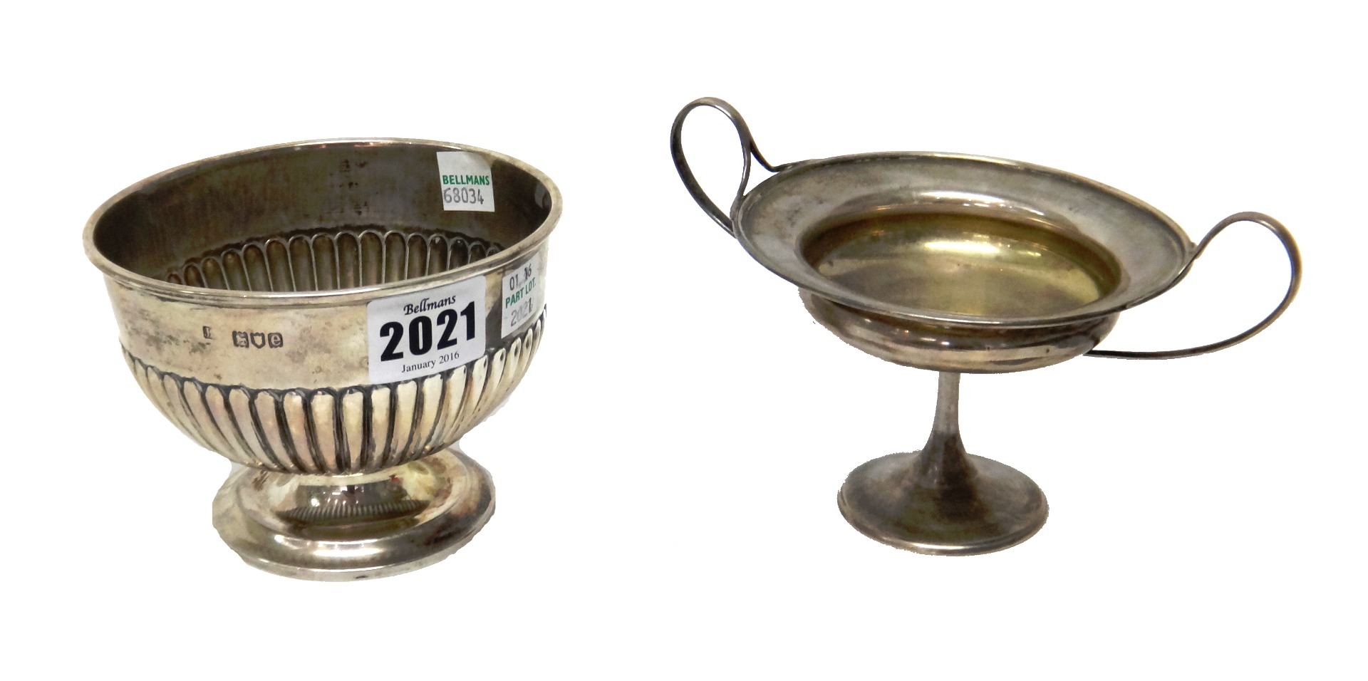 Appraisal: Silver comprising a circular bowl with partly fluted decoration on