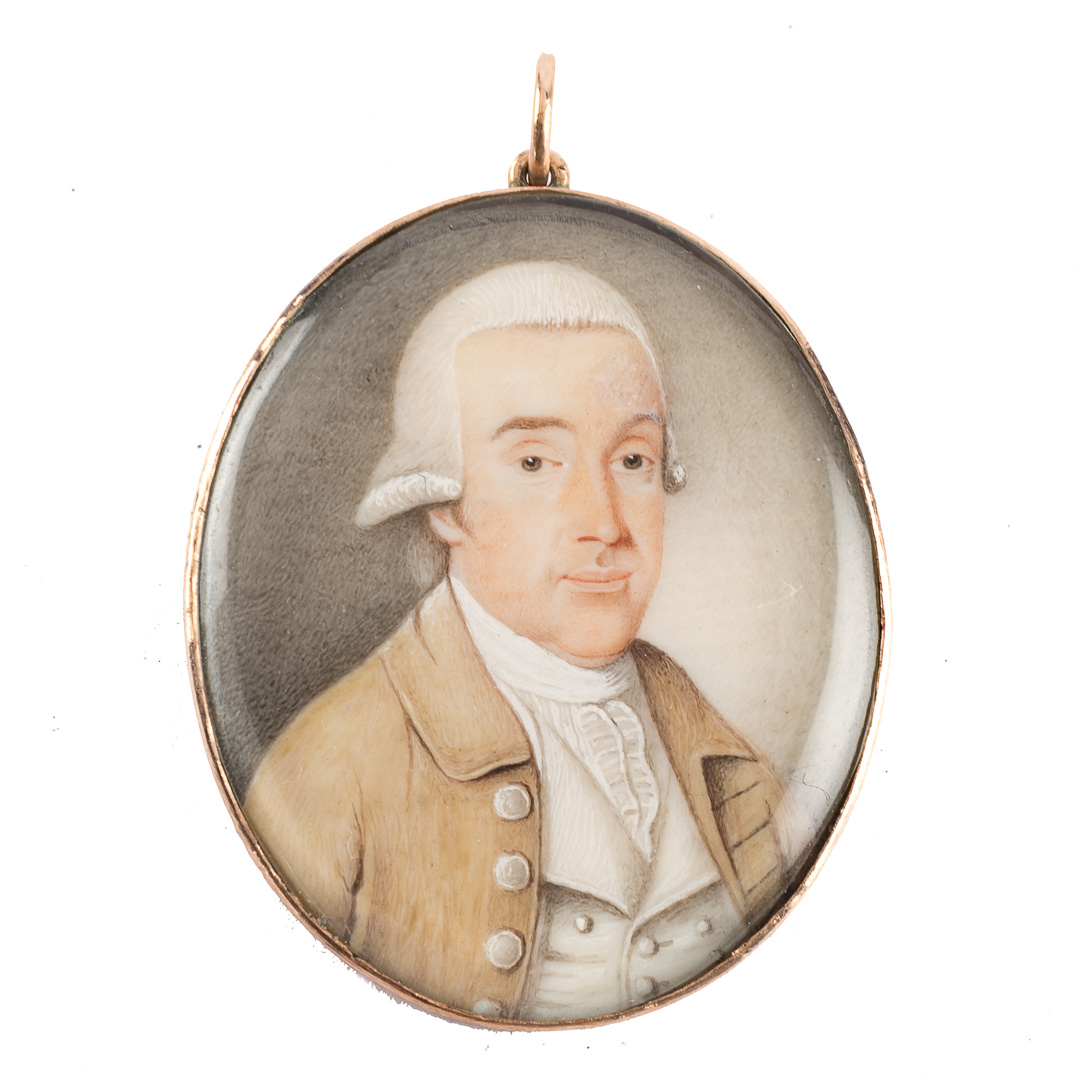 Appraisal: English School th century miniature portrait of a gentleman gouache