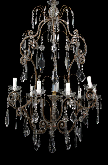 Appraisal: Northern Italian Gilt-Metal and Cut Glass Nine-Light Chandelier second quarter