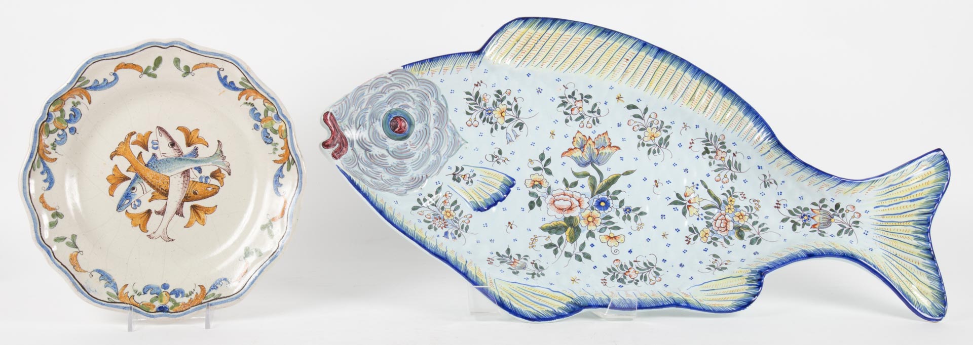 Appraisal: French faience fish platter and plate late th th centuries