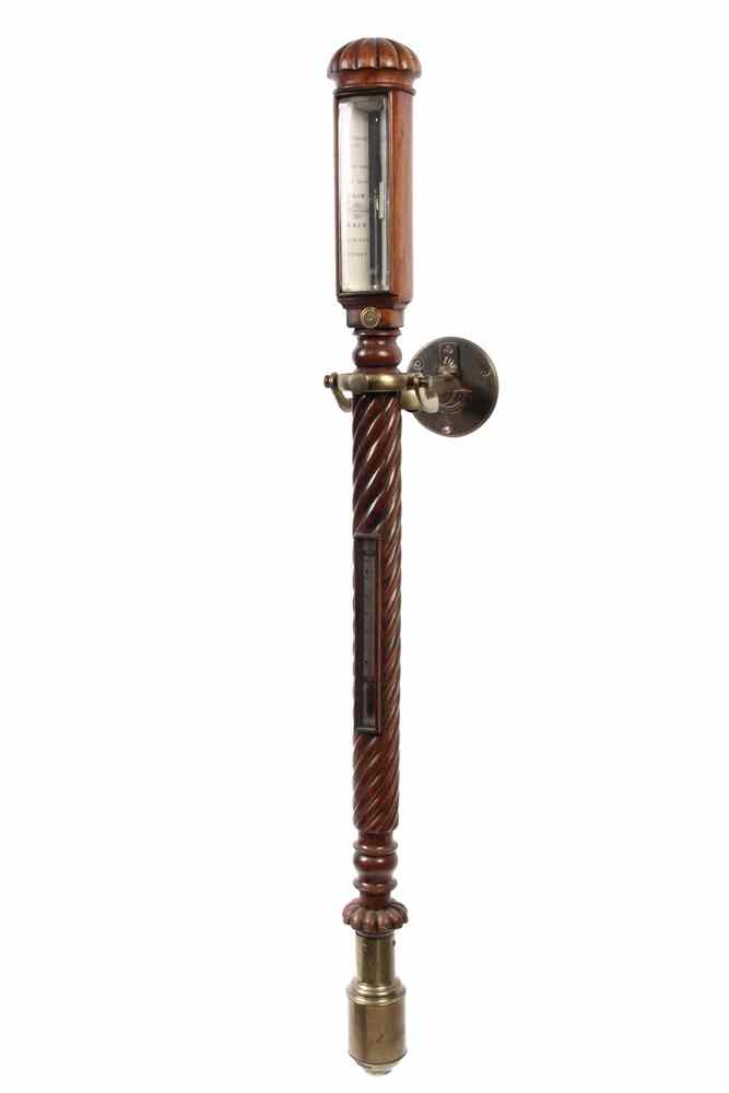 Appraisal: ENGLISH STICK BAROMETER - Gimbal Mounted Barley Twist Rosewood Cased