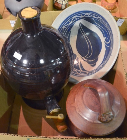 Appraisal: Three Pieces Hand-Thrown PotteryIncluding a jug with spout marked Made