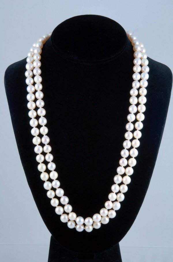 Appraisal: Double strand pearl necklace One hundred and twenty one mm