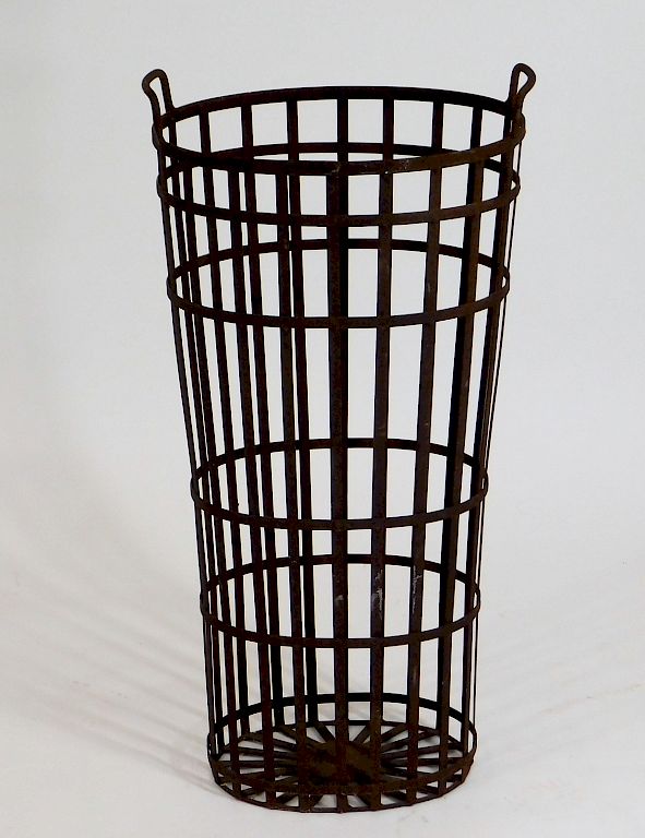 Appraisal: C French Iron Handled Waste Basket France th Century Tall