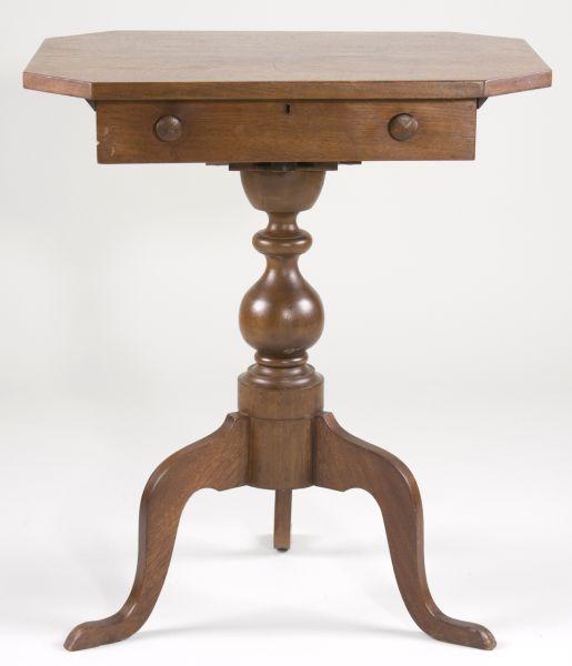 Appraisal: Southern Tilt Top One Drawer Candlestand th c walnut yellow