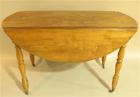 Appraisal: PINE DROPLEAF TABLE the plain top with half-circle drop leaves