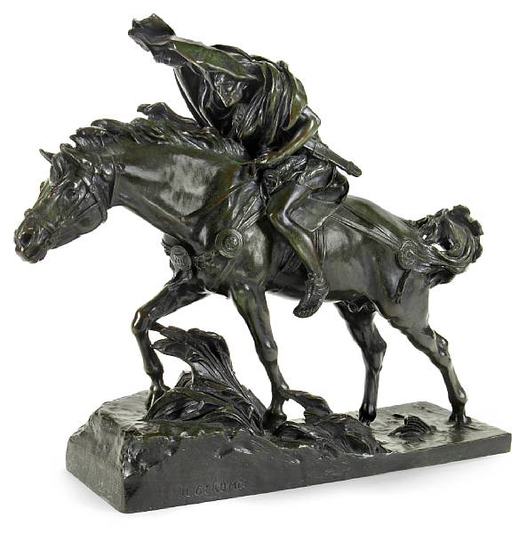 Appraisal: A French patinated bronze group Caesar crossing the Rubicon after