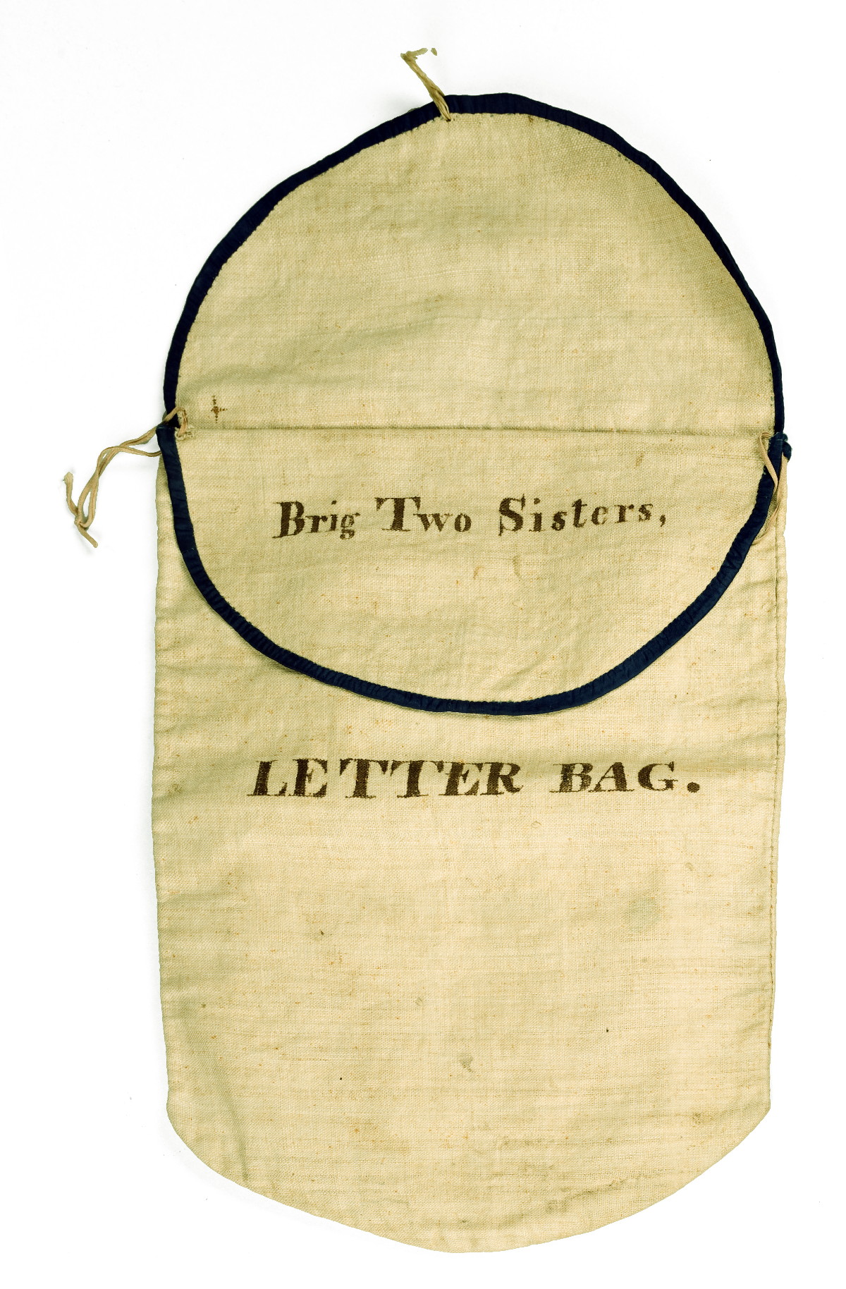 Appraisal: LINEN LETTER BAG FROM THE BRIG TWO SISTERS The rectangular