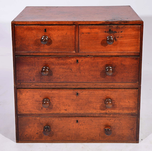 Appraisal: AN OLD TEAK CAMPAIGN CHEST of two short and two