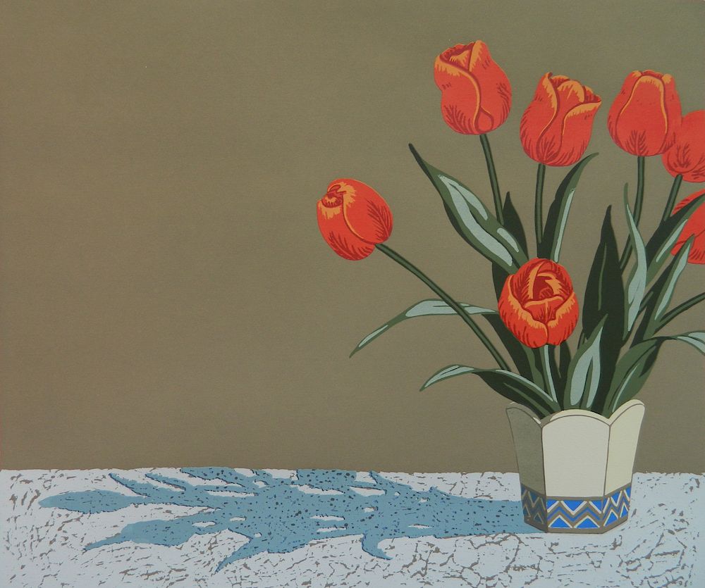 Appraisal: Phyllis Sloane silkscreen Phyllis Sloane American - - ''Tulips''- silkscreen