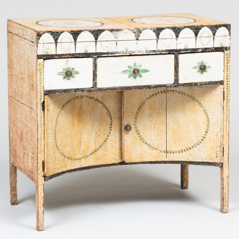 Appraisal: George III Painted Dressing Table The divided top opening to