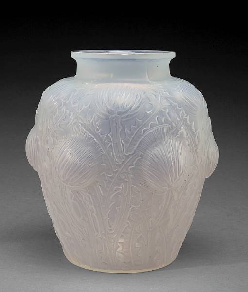 Appraisal: A Ren Lalique molded opalescent glass vase Domremy Marcilhac model