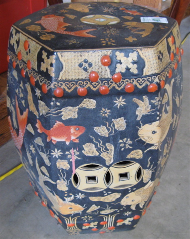 Appraisal: PAIR CHINESE PORCELAIN GARDEN STOOLS of hexagonal barrel form the