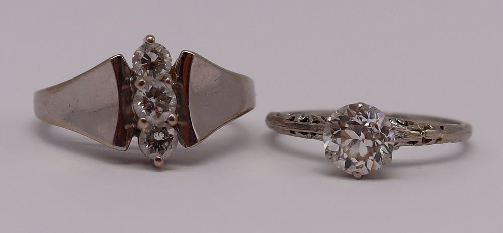 Appraisal: JEWELRY Antique Vintage Diamond Ring Grouping Includes an antique platinum