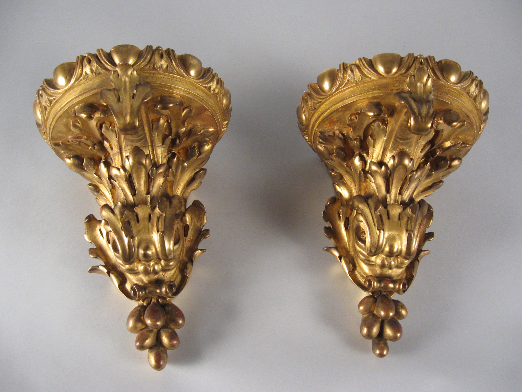 Appraisal: Pair of Continental carved giltwood and gilt gesso wall brackets