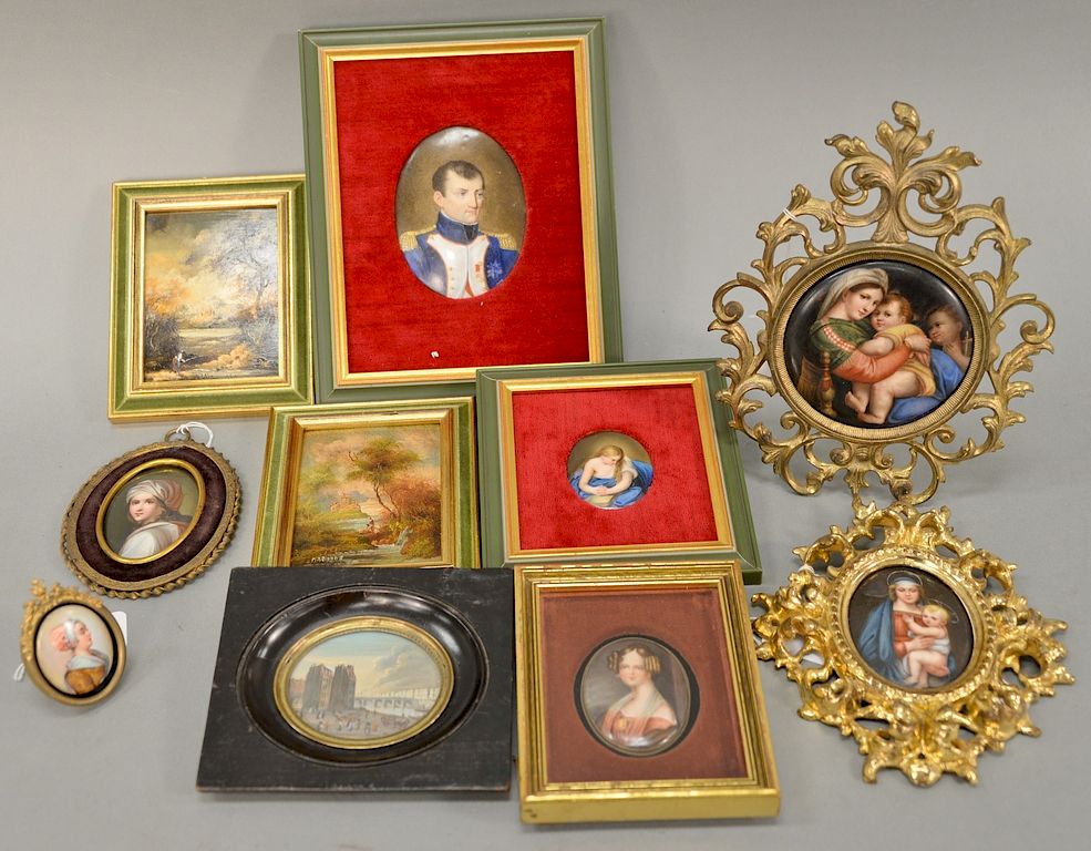 Appraisal: Ten small miniature portrait paintings to include two Madonna and