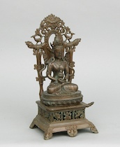 Appraisal: A Tibetan Bronze Tara Figure on Base with Mandorla A