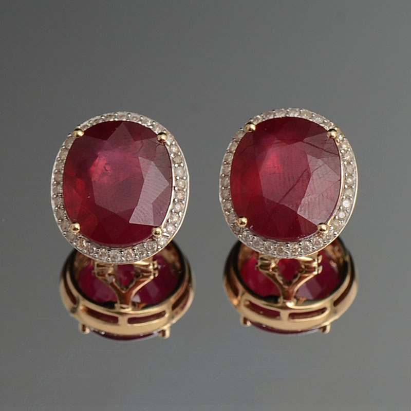 Appraisal: CT RUBY EARRINGS WITH DIAMONDS IN K Each earring features