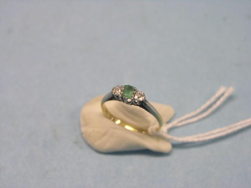 Appraisal: An ct gold diamond and emerald ring half-hoop form with