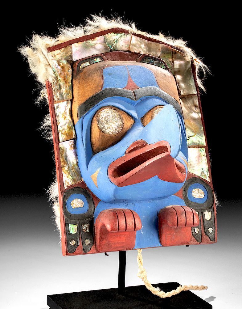 Appraisal: th C Pacific Northwest Wood Nacre Face Panel Native American