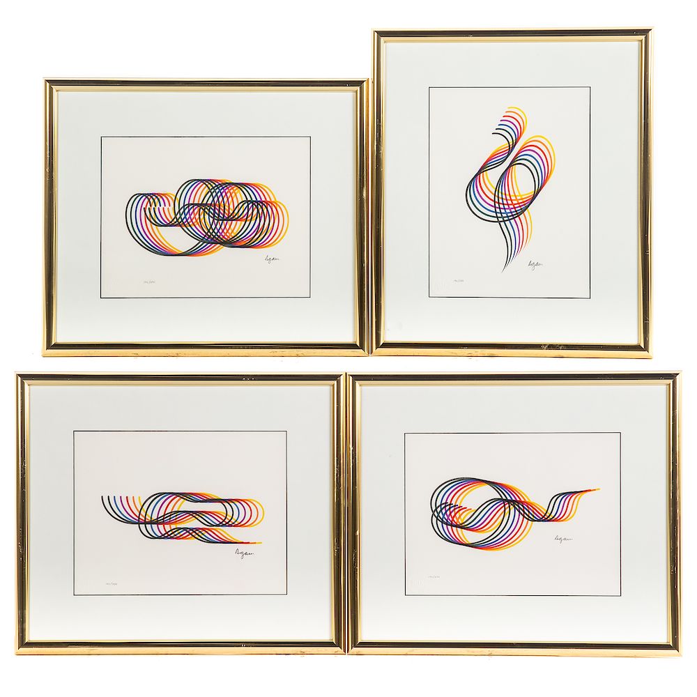 Appraisal: Yaacov Agam Four Op-Art Swirl Serigraphs Israeli b Ed each