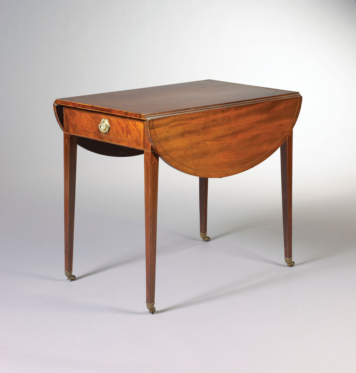 Appraisal: NEW YORK HEPPLEWHITE INLAID MAHOGANY PEMBROKE TABLE The rectangular hinged