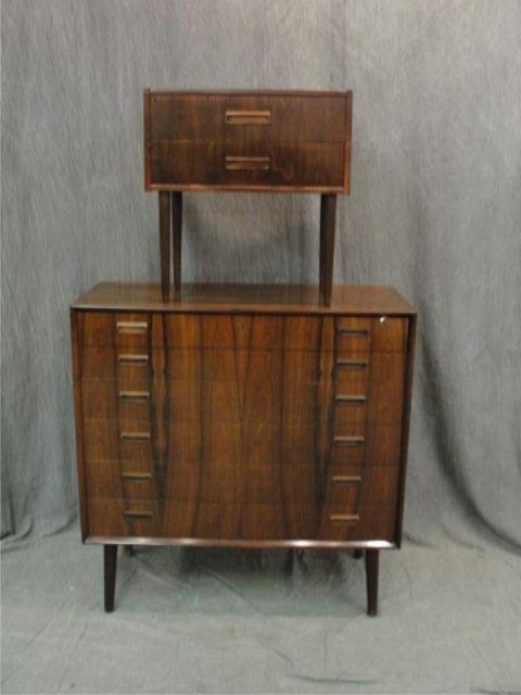 Appraisal: Rosewood Midcentury Chest and End Table From a Stamford location