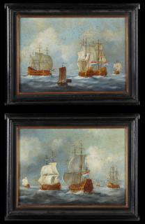 Appraisal: Parker Warships off the Coast th c oil on board