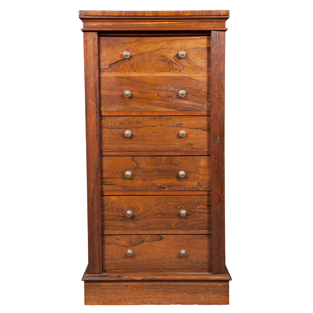 Appraisal: William IV Rosewood Wellington Chest of Drawers Second quarter of