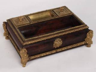 Appraisal: FRENCH ROSEWOOD AND GILT BRONZE REGENCY PEN TRAY FRENCH ROSEWOOD