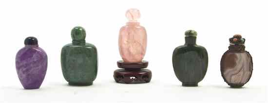 Appraisal: A Group of Five Snuff Bottles comprising one of rose