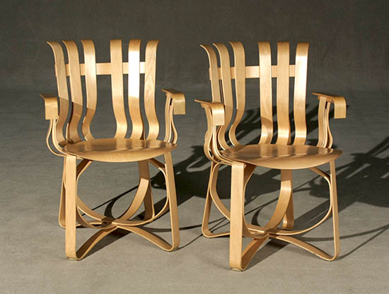 Appraisal: Four Frank Gehry Bentwood 'Hat Trick' Armchairs Knoll International Design