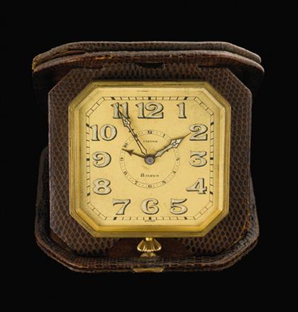 Appraisal: Leather cased travel clock by Cartier first half of the