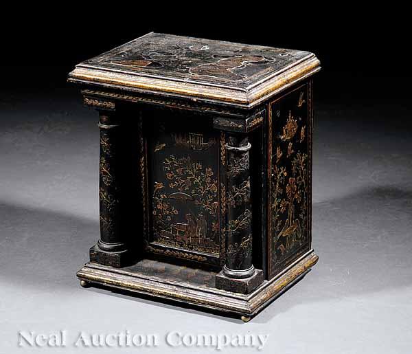 Appraisal: A Venetian Neoclassical Lacca Contrafatta Gilt and Paint-Decorated Jewel Casket