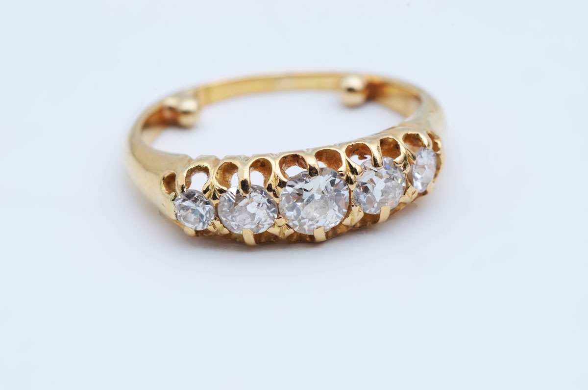 Appraisal: K VICTORIAN PERIOD DIAMOND WEDDING BAND old mine diamonds are