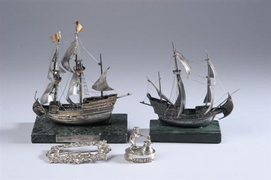 Appraisal: ELIZABETH II SILVER MODEL OF THE MAYFLOWER AND ONE OTHER