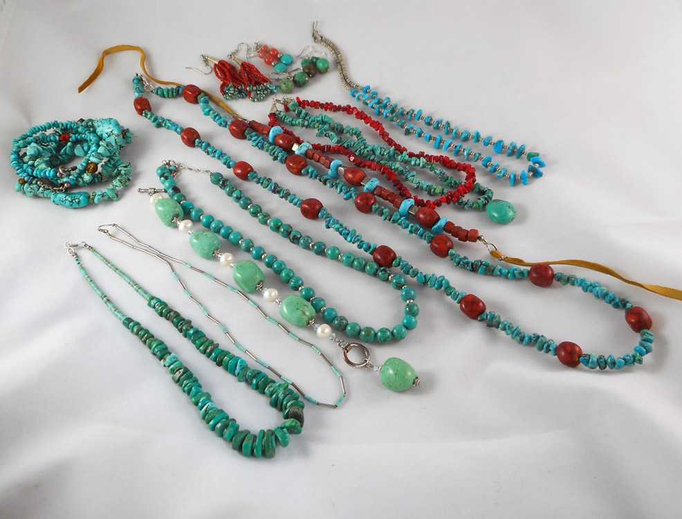 Appraisal: EIGHTEEN ARTICLES OF NATIVE AMERICAN STYLE JEWELRY including six necklaces