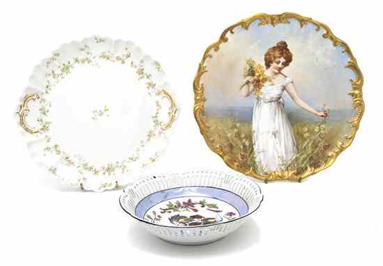 Appraisal: A Limoges Painted Charger decorated with a girl gathering flowers