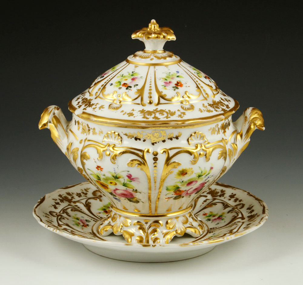 Appraisal: - Paris Porcelain Tureen Paris covered tureen and under plate