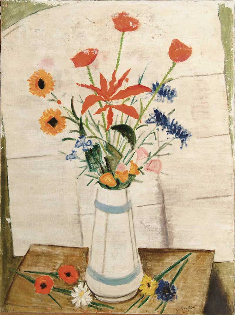 Appraisal: FOUJITA TSUGUJI TSUGUHARA LEONARD Japanese - VASE OF FLOWERS Oil