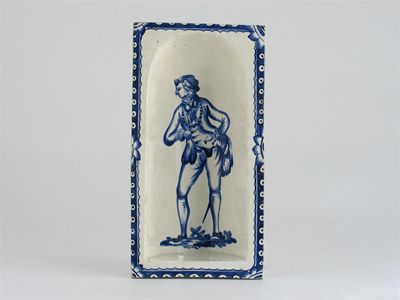 Appraisal: An unusual pearlware candle niche painted in blue with a