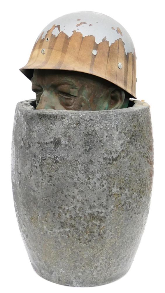 Appraisal: IRWIN HYMAN UNTITLED HELMET SOILDER BRONZE Tall Reference pg Irwin