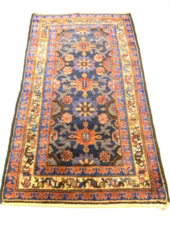 Appraisal: Antique Persian Malayer cobalt and red border dark blue ground