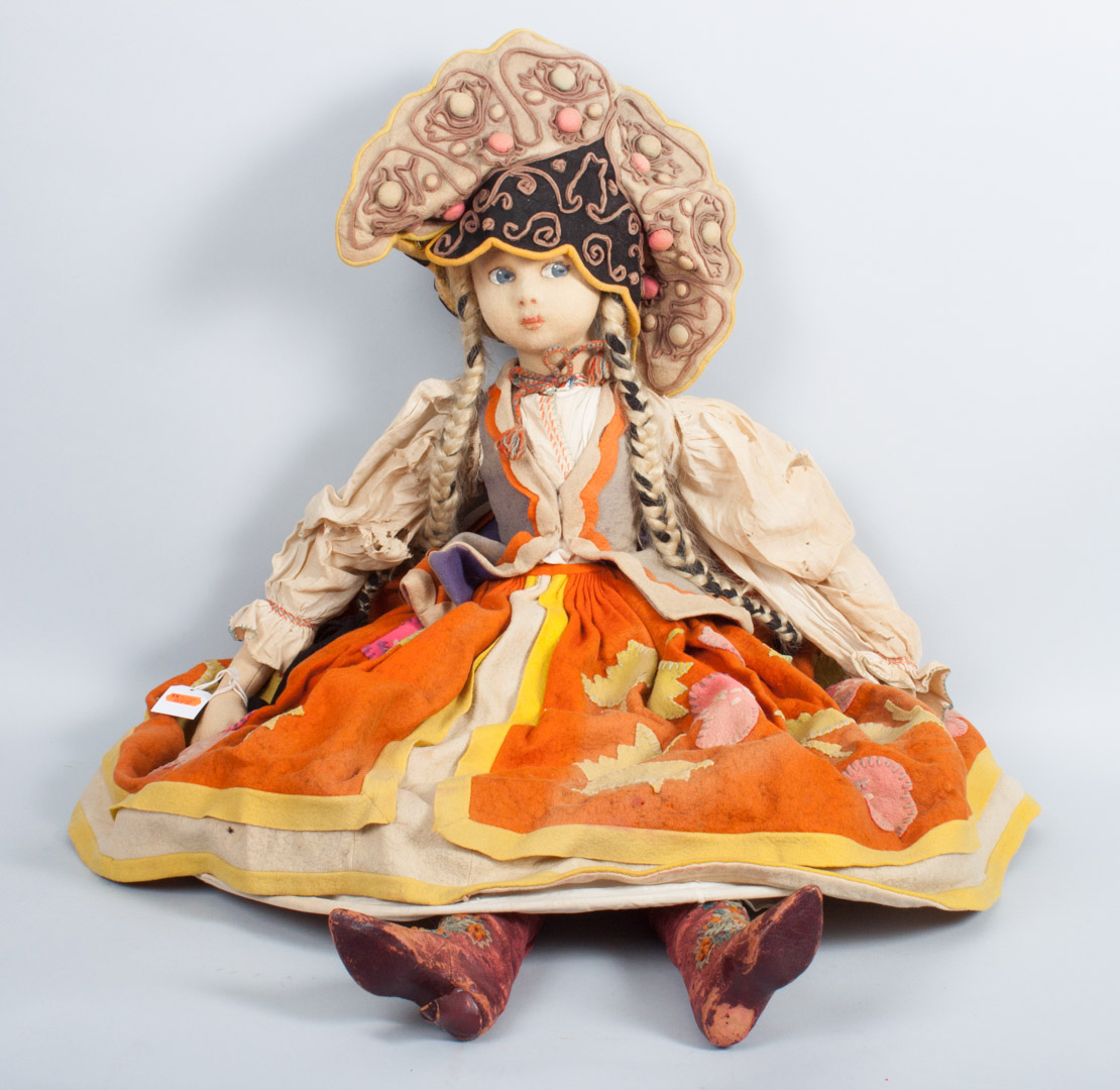 Appraisal: Lenci type fraulein doll traditional ethnic costume felt dress with