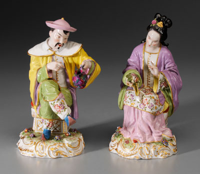 Appraisal: Pair Porcelain Asian Figures French late th early th century